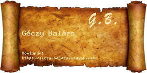 Géczy Balázs névjegykártya
